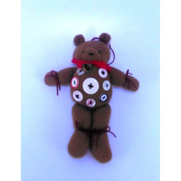 Lot of 2 Christmas Ornaments Reproduction WWII Glass Ornament & Handmade Button - Picture 2 of 6